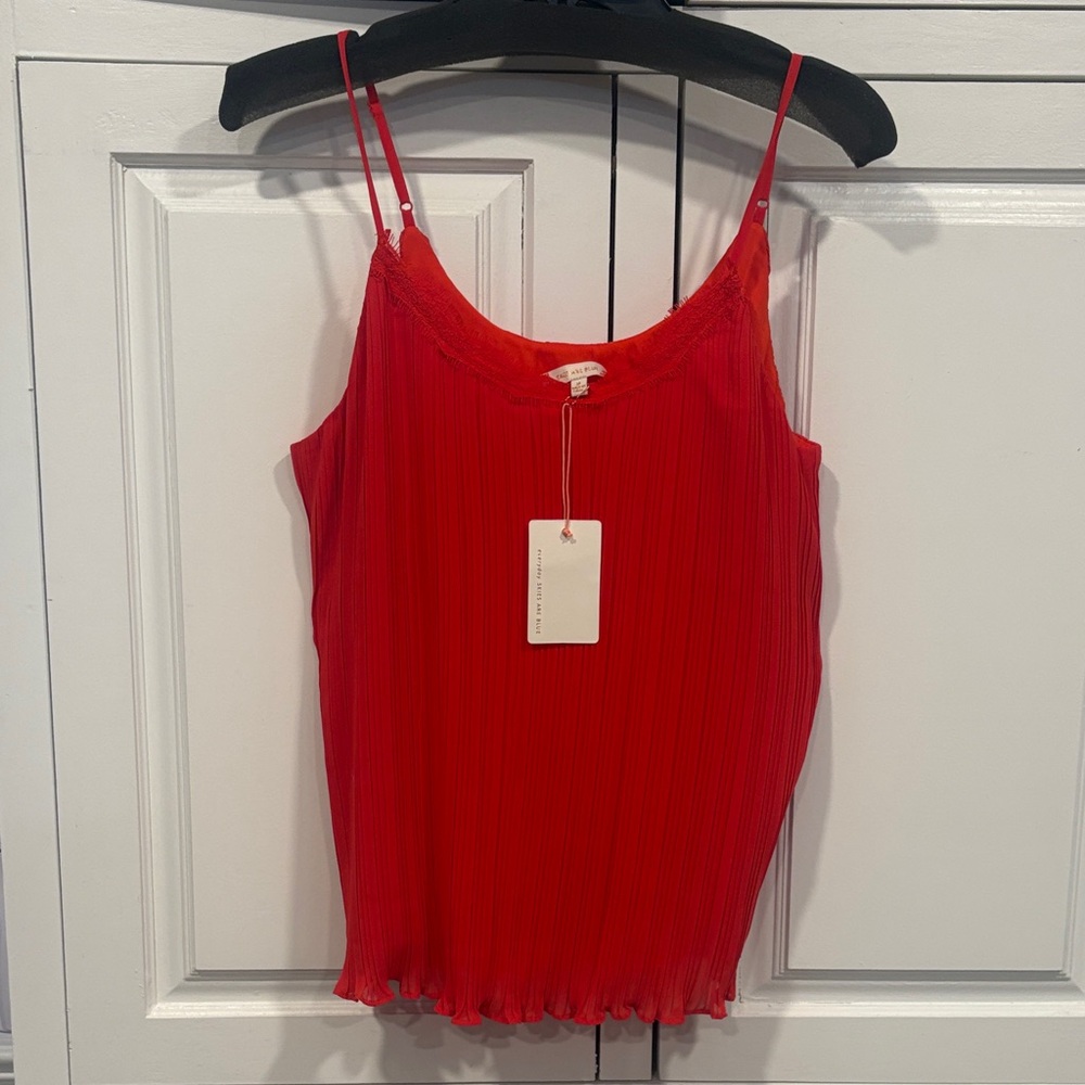 NWT Skies Are Blue Red Coral Pleated Cami